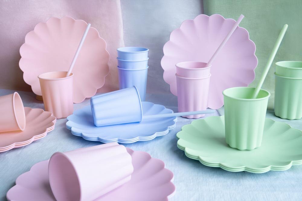 Kunststoffstrohhalme, pastellrosa 12er-Pack