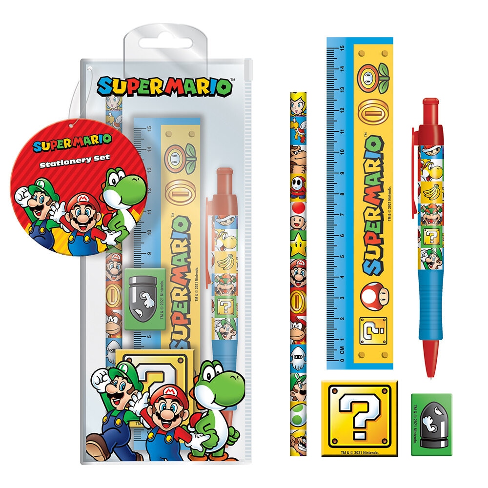 Super Mario Bros - Schulset, Farbblock, 5er Pack