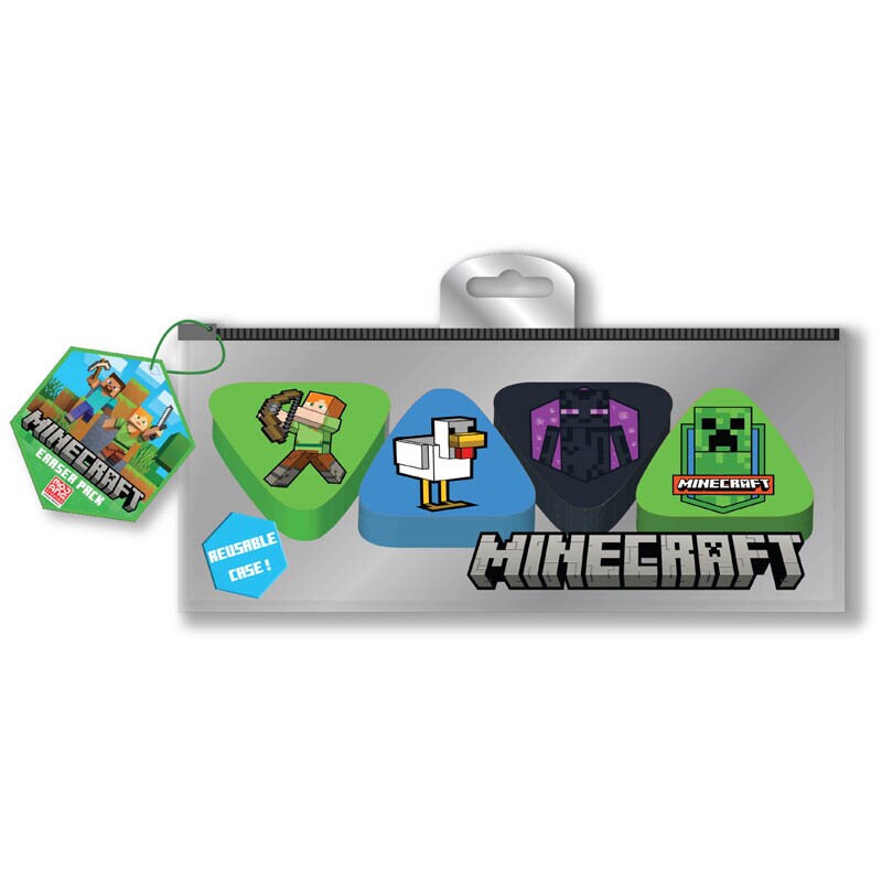 Minecraft Radiergummis 4er-Pack