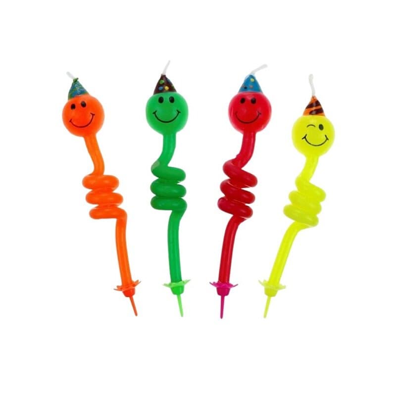 Kerzen - Spirale Smiley 4er-Pack