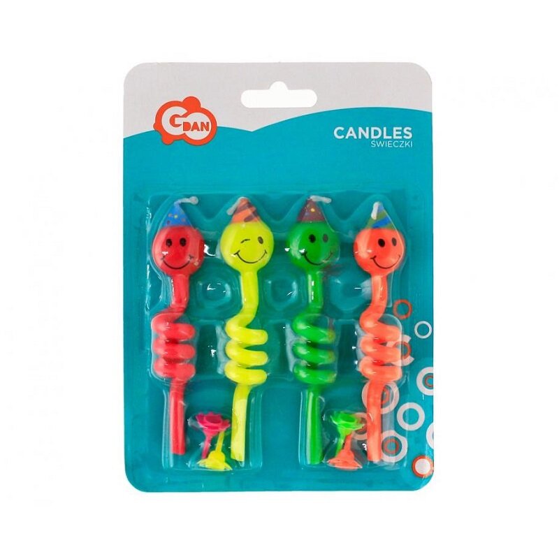 Kerzen - Spirale Smiley 4er-Pack