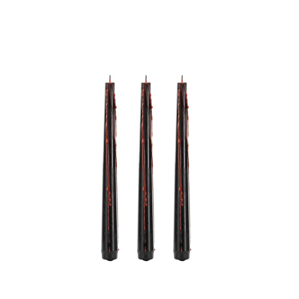 Blutende Schwarze Stabkerzen 3er-Pack