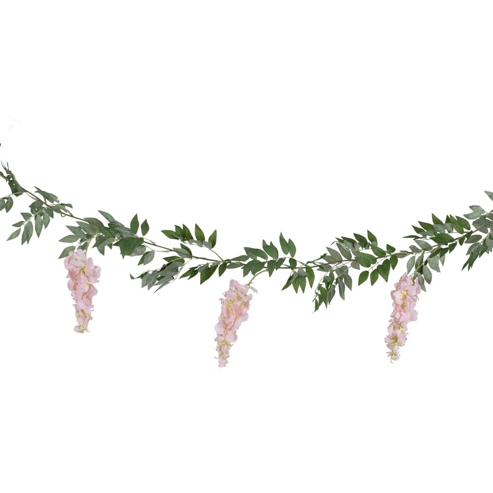 Blumengirlande Hellrosa & Grün Glyzinien 180 cm