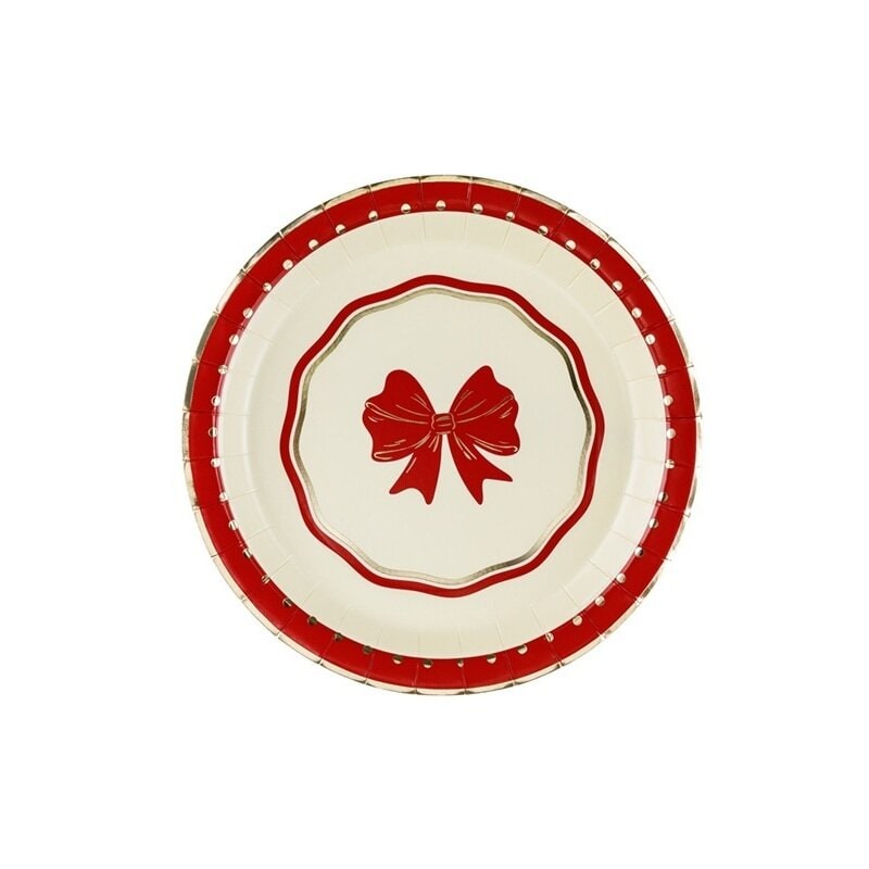 Kuchenteller mit roter Schleife 6er-Pack