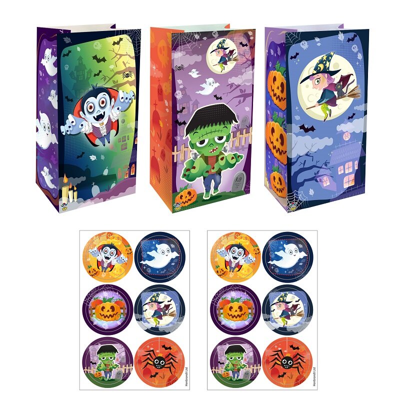 Halloween - Geschenktüten mit Stickern 12er Pack