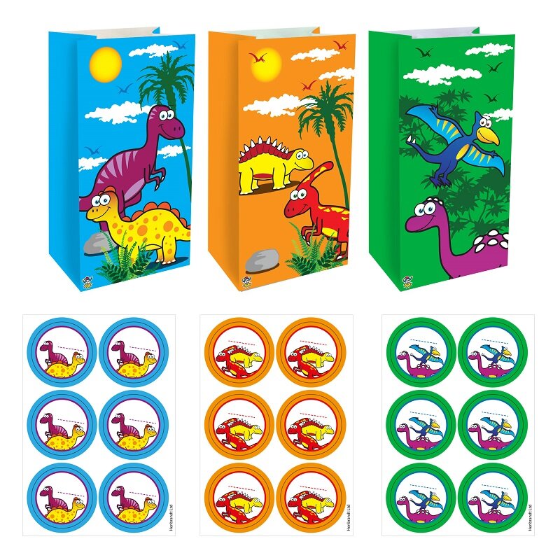 Dinosaurier - Geschenktüten mit Sticker 12er Pack