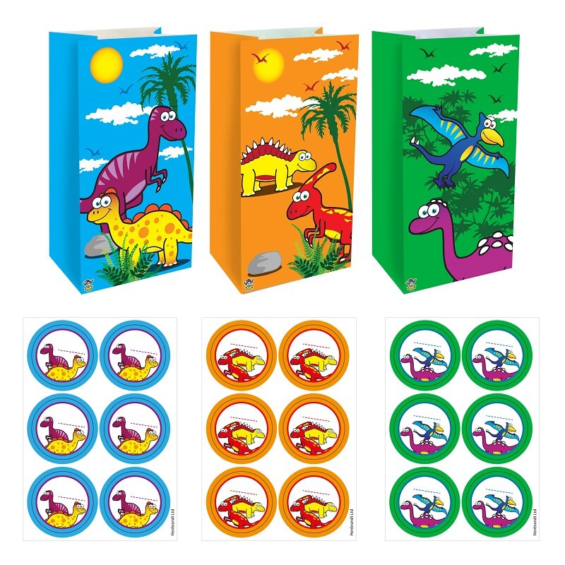 Dinosaurier - Geschenktüten mit Sticker 12er-Pack