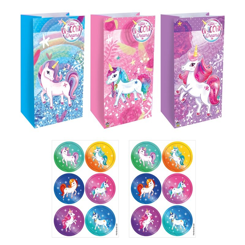 Einhorn - Geschenktüten mit Sticker 12er-Pack