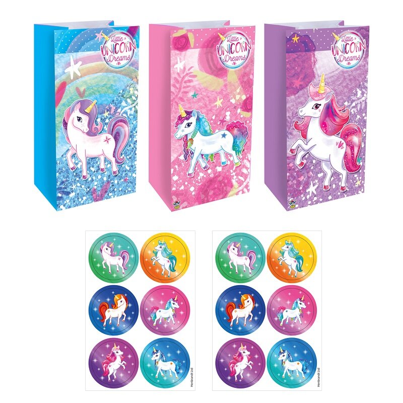 Einhorn - Geschenktüten mit Sticker 12er Pack