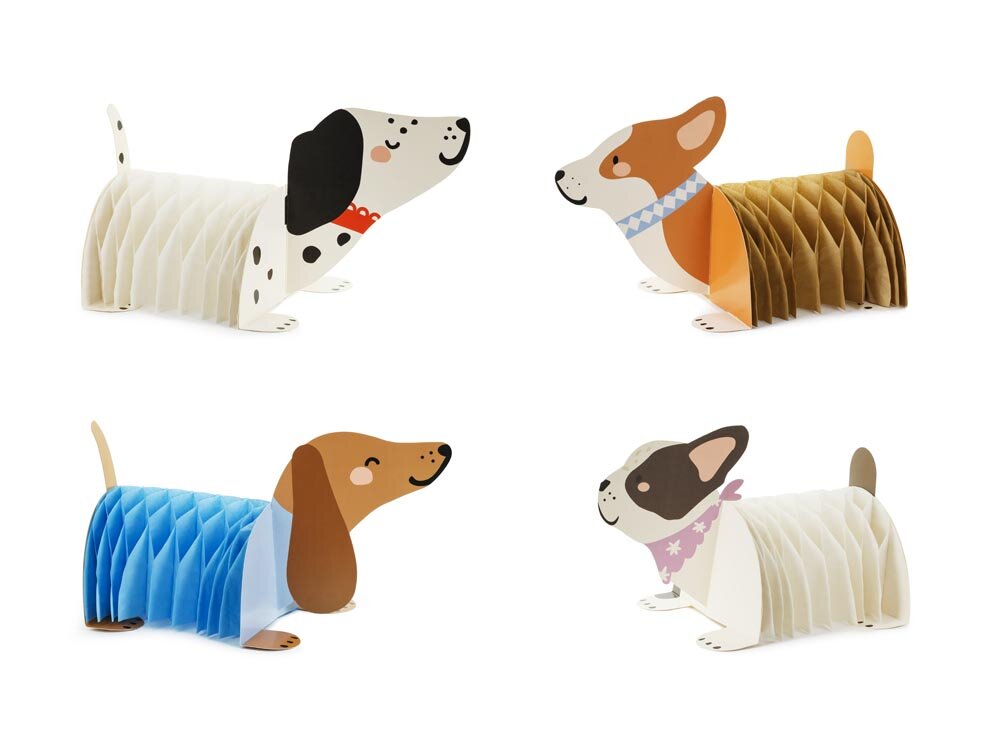 Honeycomb-Dekoration Hunde 4er-Pack