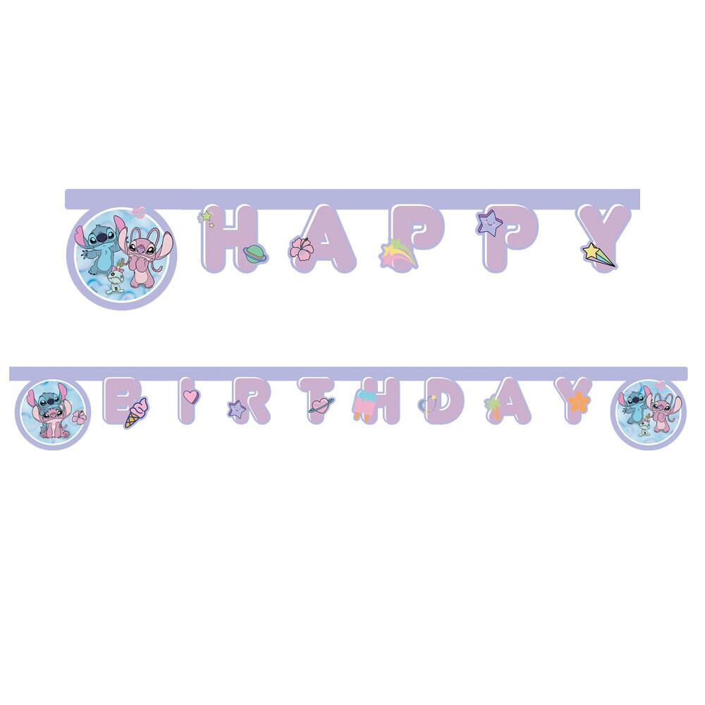 Stitch & Angel Girlande Happy Birthday