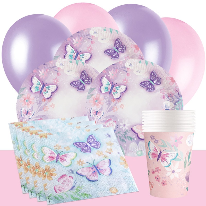 Schmetterling - Kindergeburtstag-Partyset 8-16 Gäste