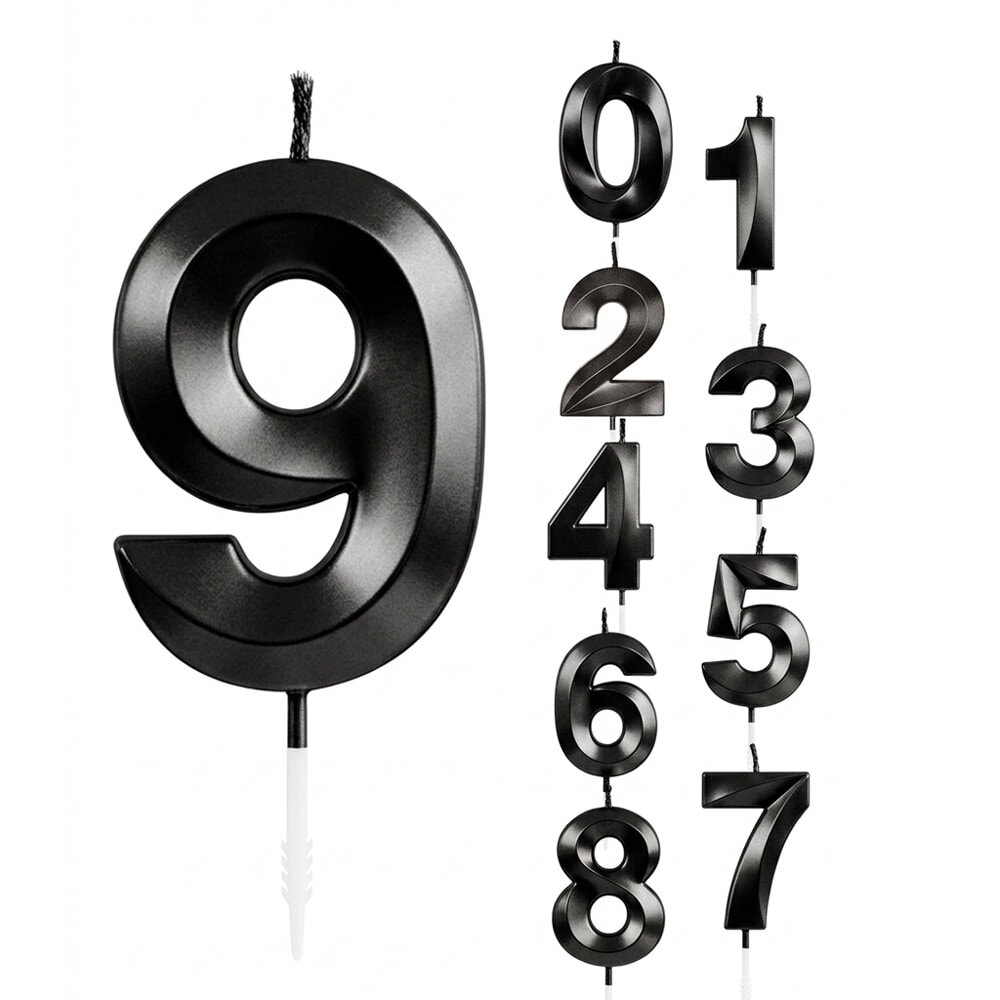 Zahlenkerze Schwarz Metallic