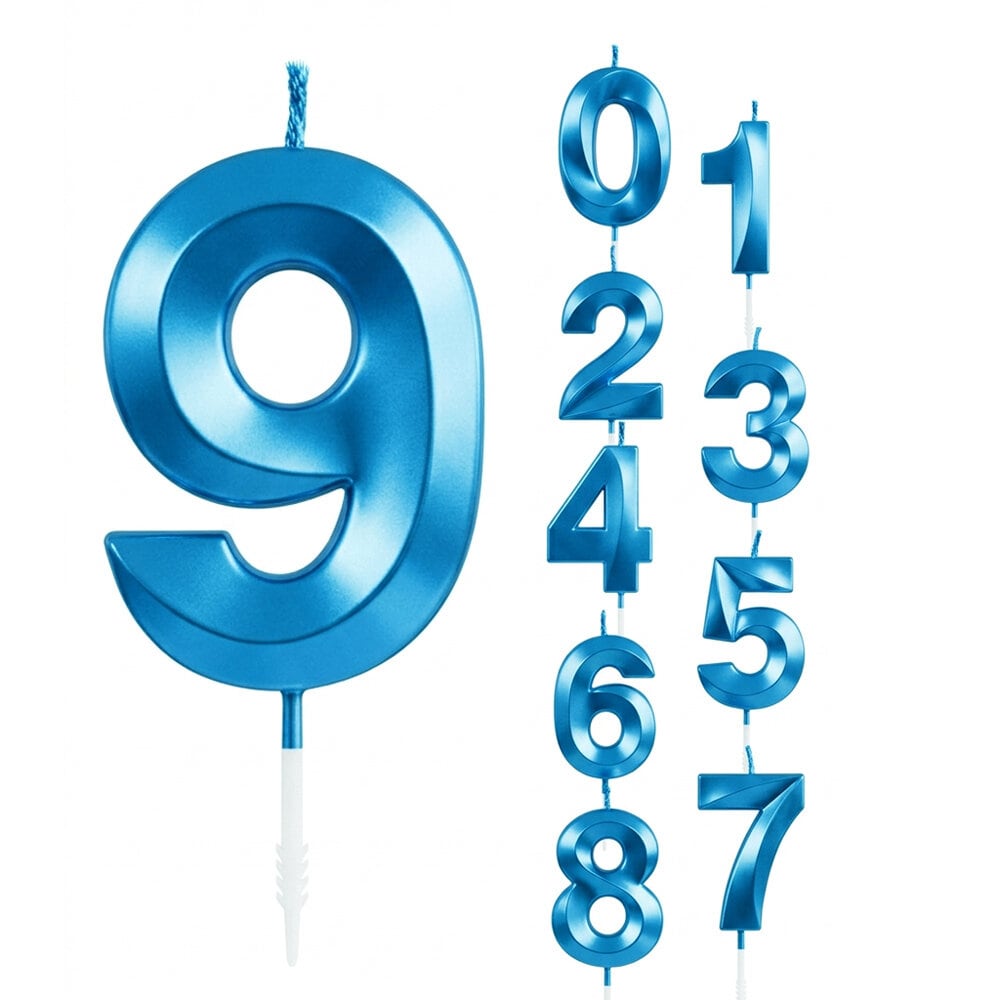 Zahlenkerze Blau Metallic