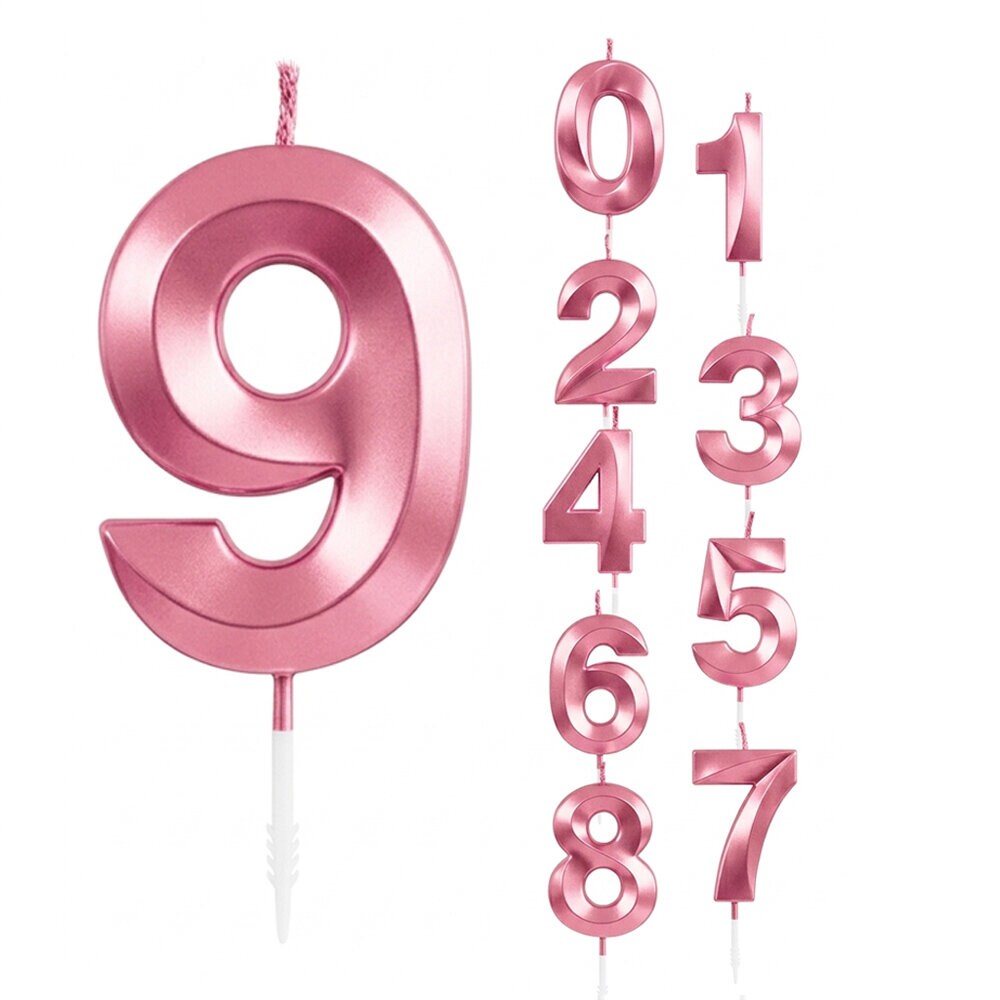 Zahlenkerze Hellrosa Metallic