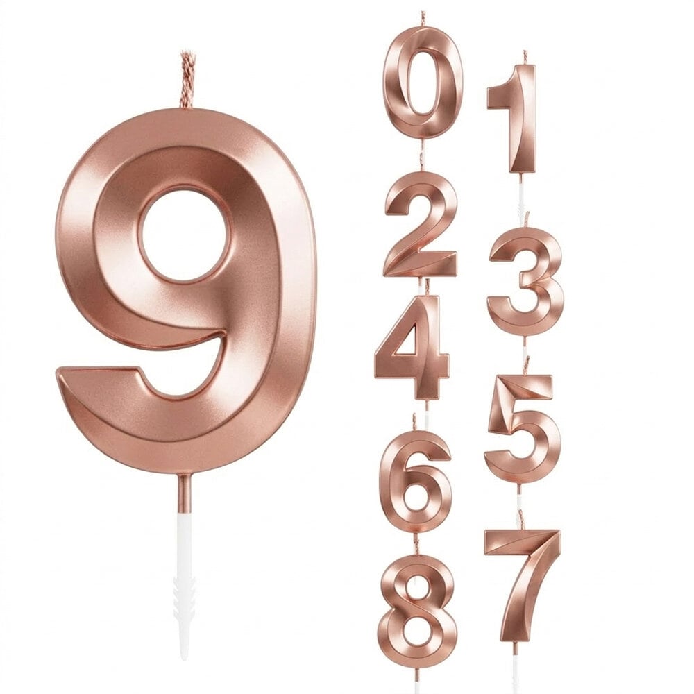 Zahlenkerze Rosagold Metallic