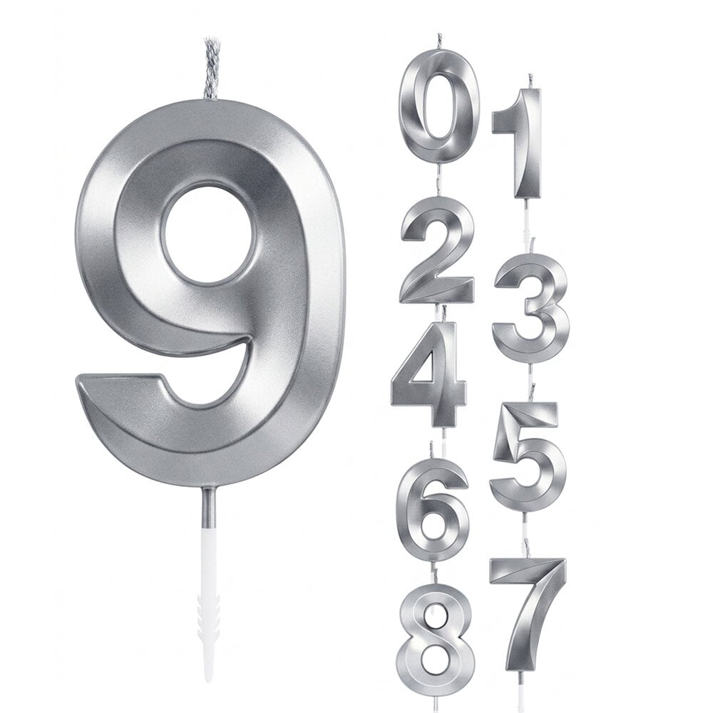 Zahlenkerze Silber Metallic