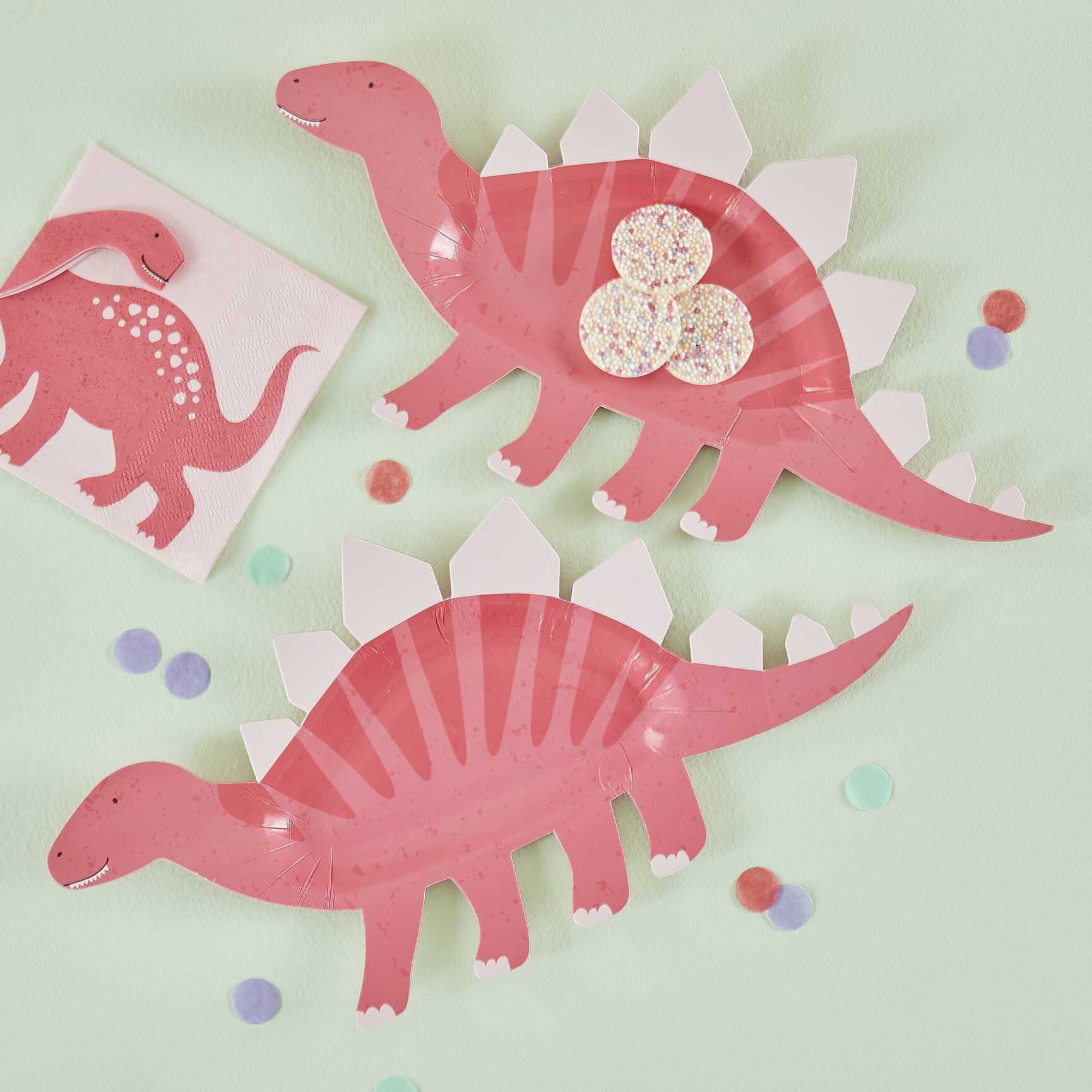 Dinosaurier Roar Pink - Geformte Teller 8er Pack