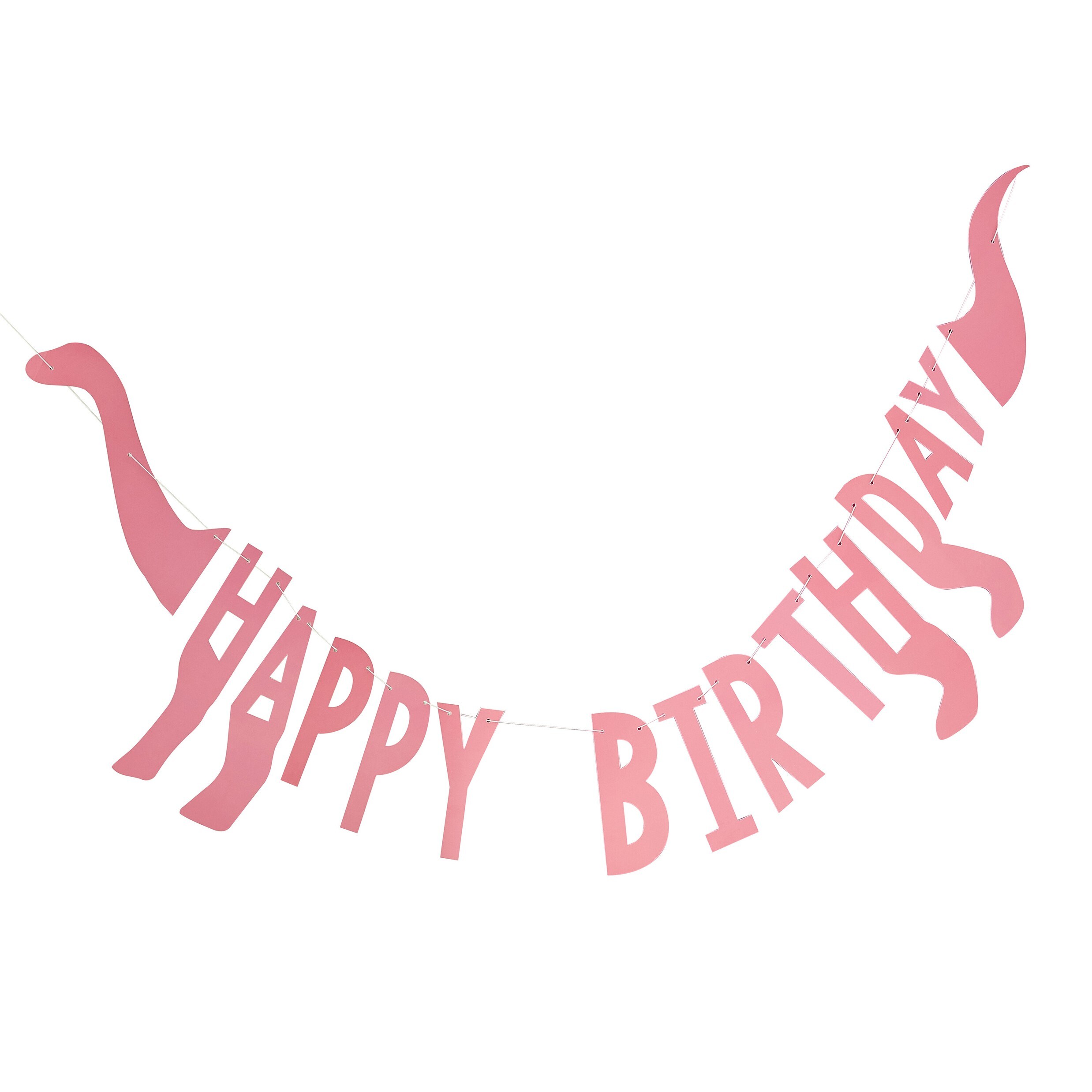 Dinosaur Roar Pink - Girlande Happy Birthday 137 cm