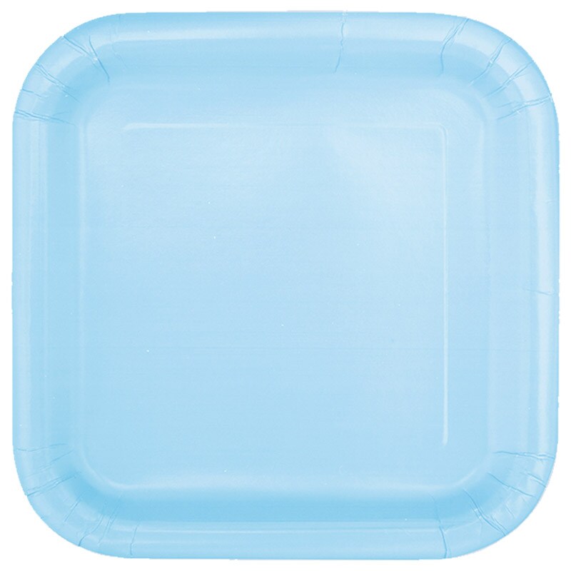 Pappteller Quadratisch 22 cm Hellblau 14er-Pack