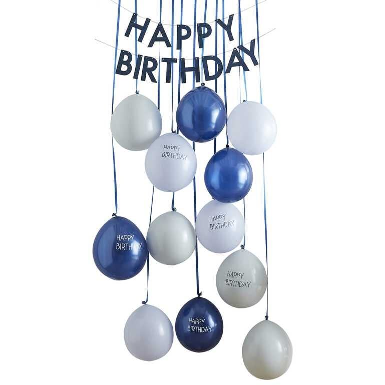 Luftballonset für die Tür - Happy Birthday dunkelblau