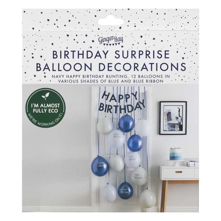 Luftballonset für die Tür - Happy Birthday dunkelblau
