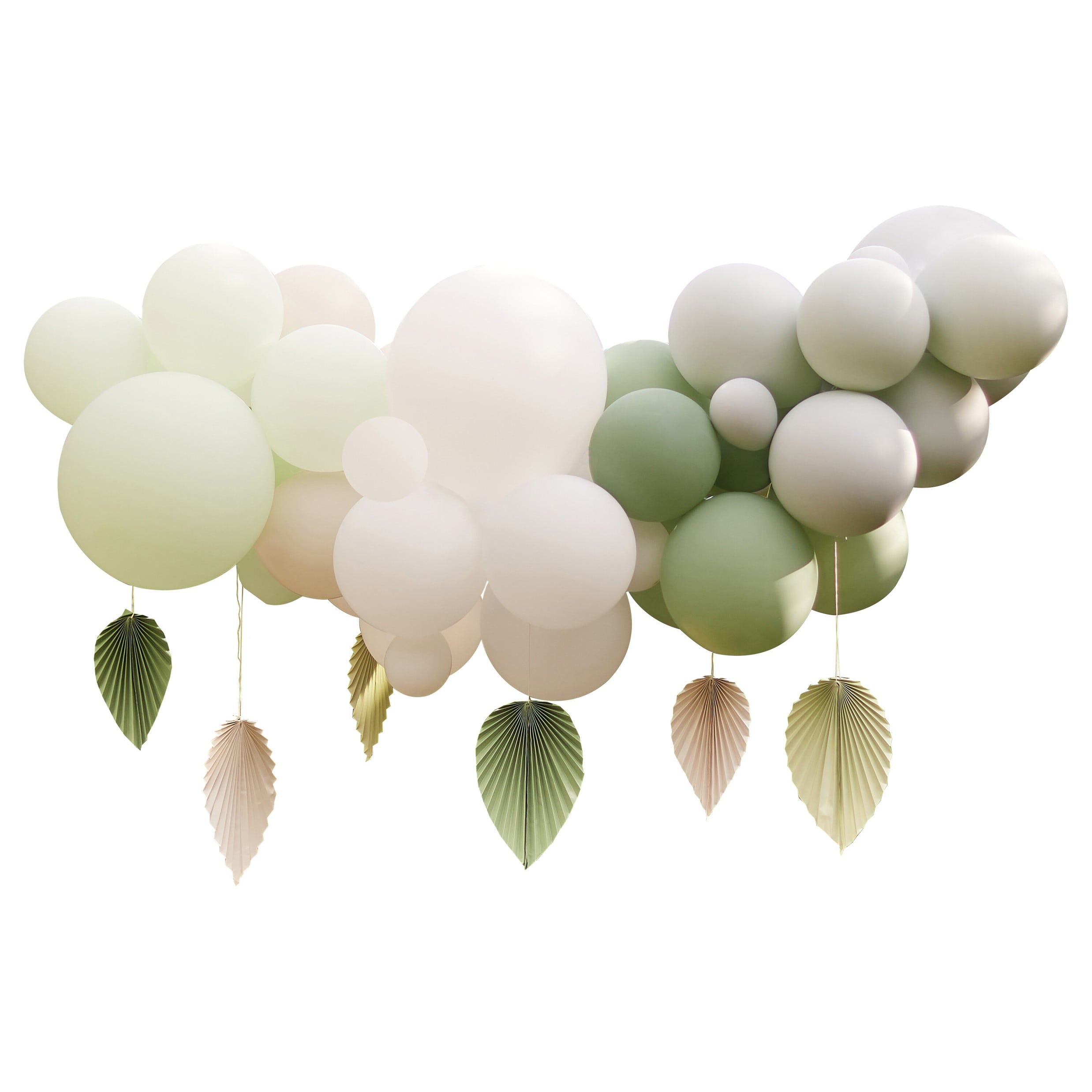 DIY Ballongirlande - Grün/Weiß mit Palmblättern
