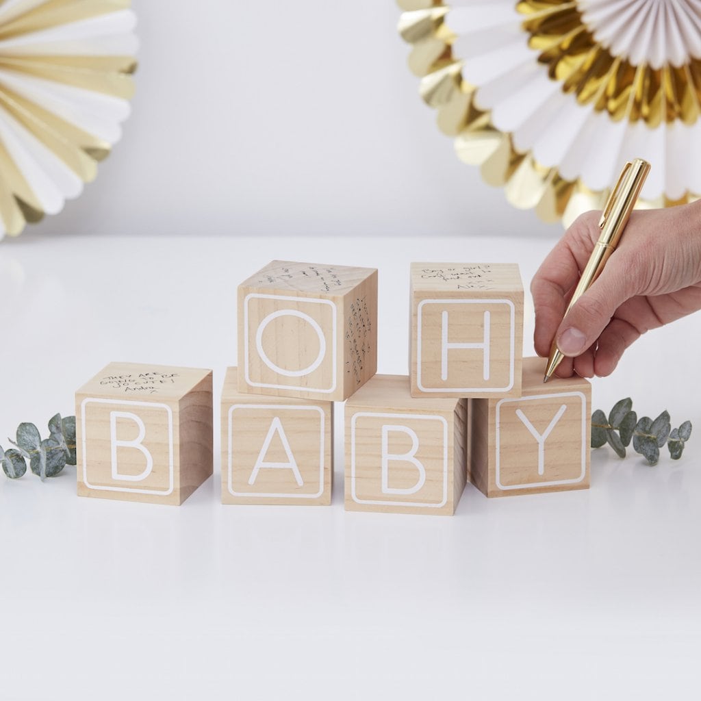 Oh Baby - Holzklötze Gästebuch für die Babyparty