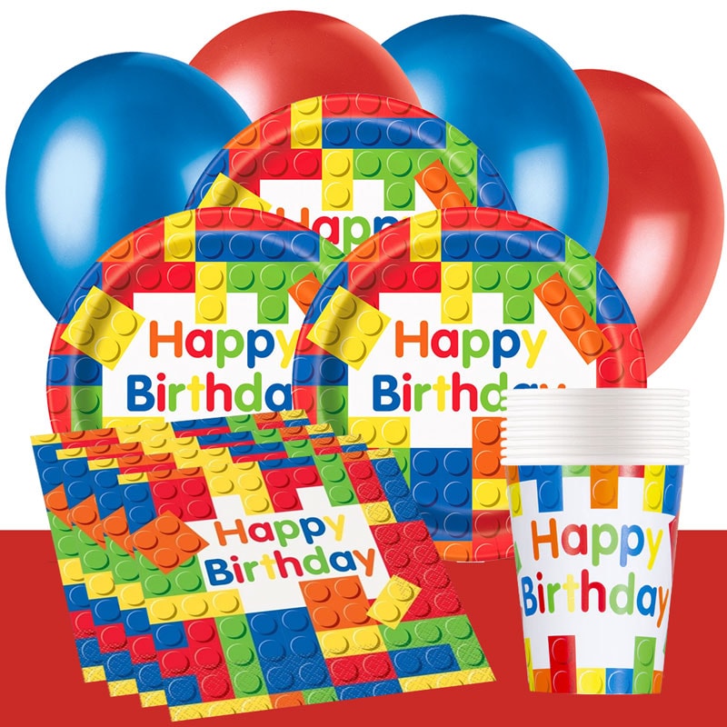 Bausteine Kindergeburtstag-Partyset für 8-16 Gäste