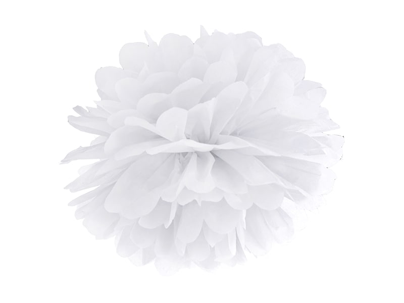 Pompon in weißer Farbe, 35 cm