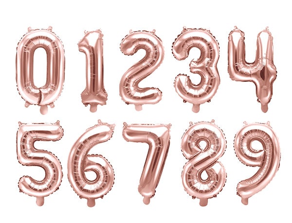 Zahlen Luftballons in Roségold 35 cm