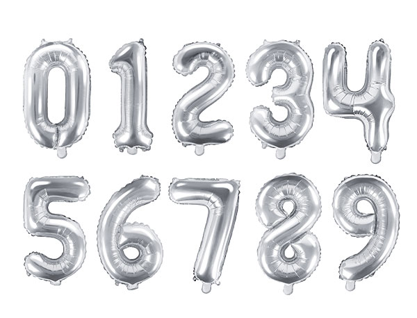 Zahlenluftballons Silber 35 cm