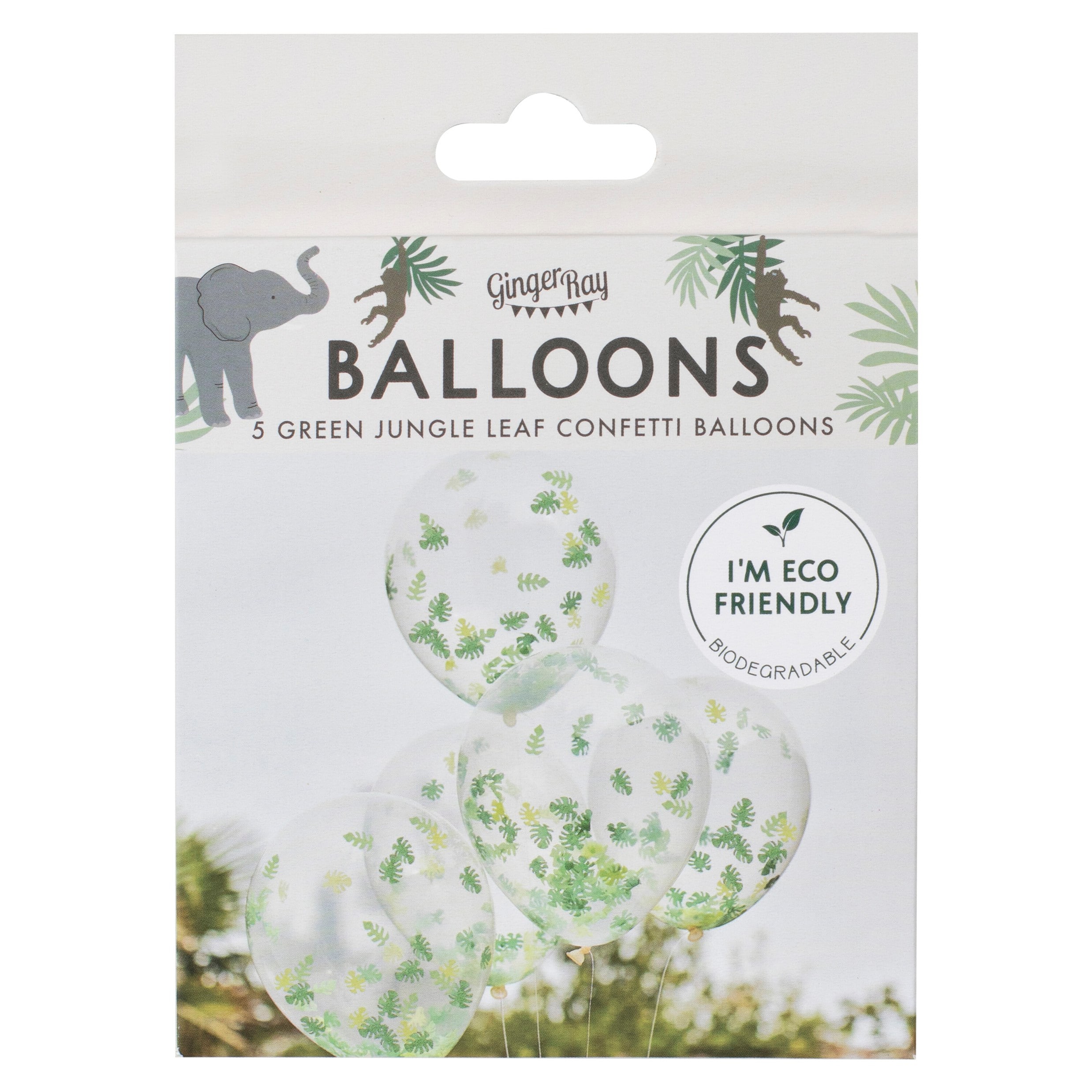 Let's Go Wild - Luftballons mit Blattkonfetti 5er Pack