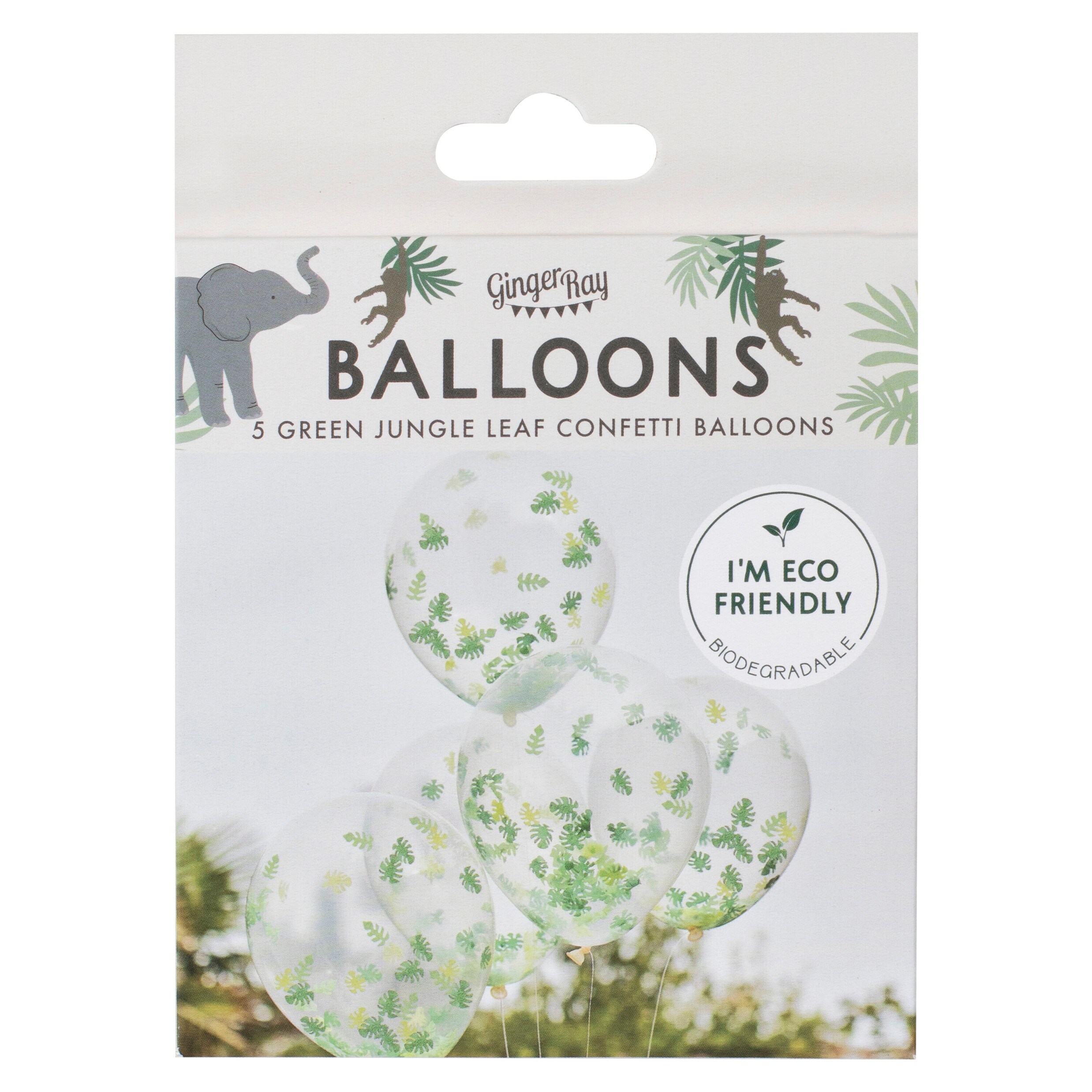 Let's Go Wild - Luftballons mit Blattkonfetti 5er-Pack