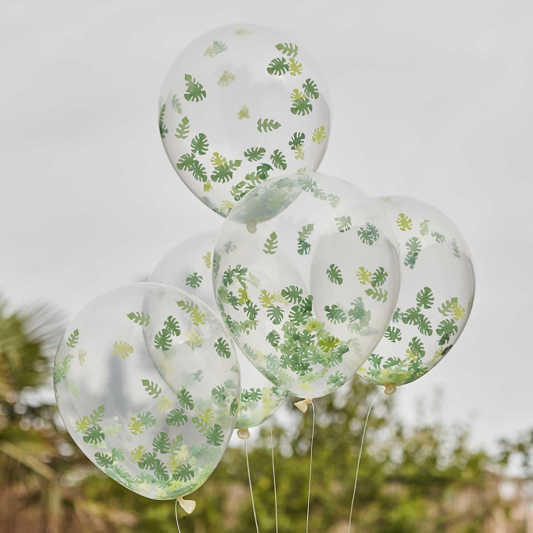 Let's Go Wild - Luftballons mit Blattkonfetti 5er-Pack