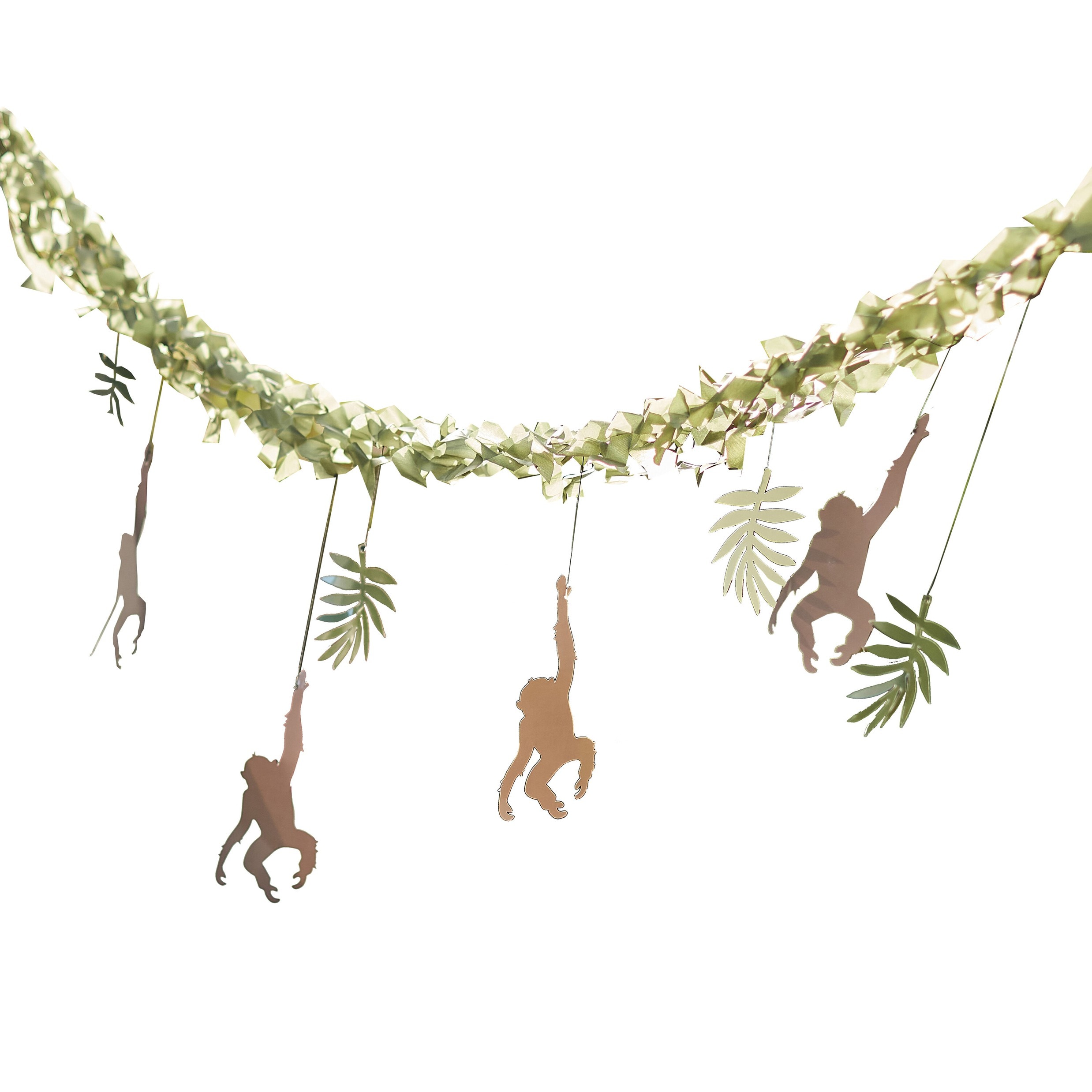 Let's Go Wild - Dekogirlande mit Blättern und Affen 4 Meter